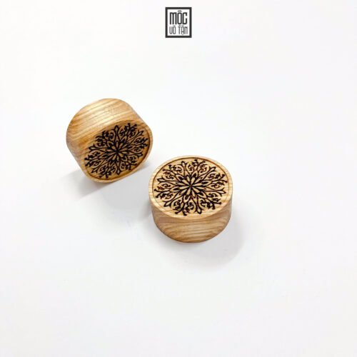 MDL06 Viên Gỗ Khuếch Tán Tinh Dầu Cao Cấp - Hoa văn Mandala - ASH tròn nguyên khối 4cm