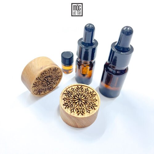 MDL06 Viên Gỗ Khuếch Tán Tinh Dầu Cao Cấp - Hoa văn Mandala - ASH tròn nguyên khối 4cm-6cm
