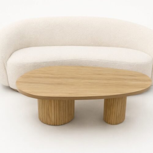 Bộ sofa cong kèm bàn trà gỗ