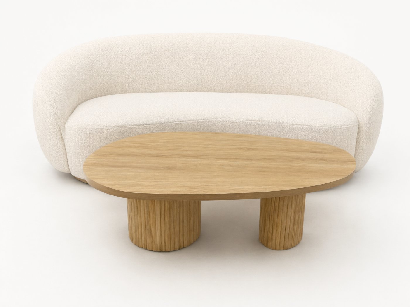 Bộ sofa cong kèm bàn trà gỗ