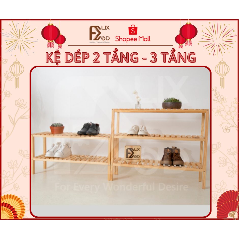 Kệ Dép 2 Tầng, Gỗ Thông - Ảnh 2