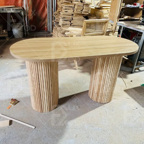 Bàn Ăn Kết Hợp Đảo Bếp Màu Gỗ