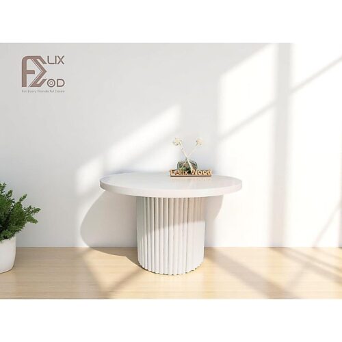 Alternative view of Bàn Sofa Bàn Trà Mặt Tròn, Chân Trụ Ốp Gỗ Ash Sơn Màu Gỗ
