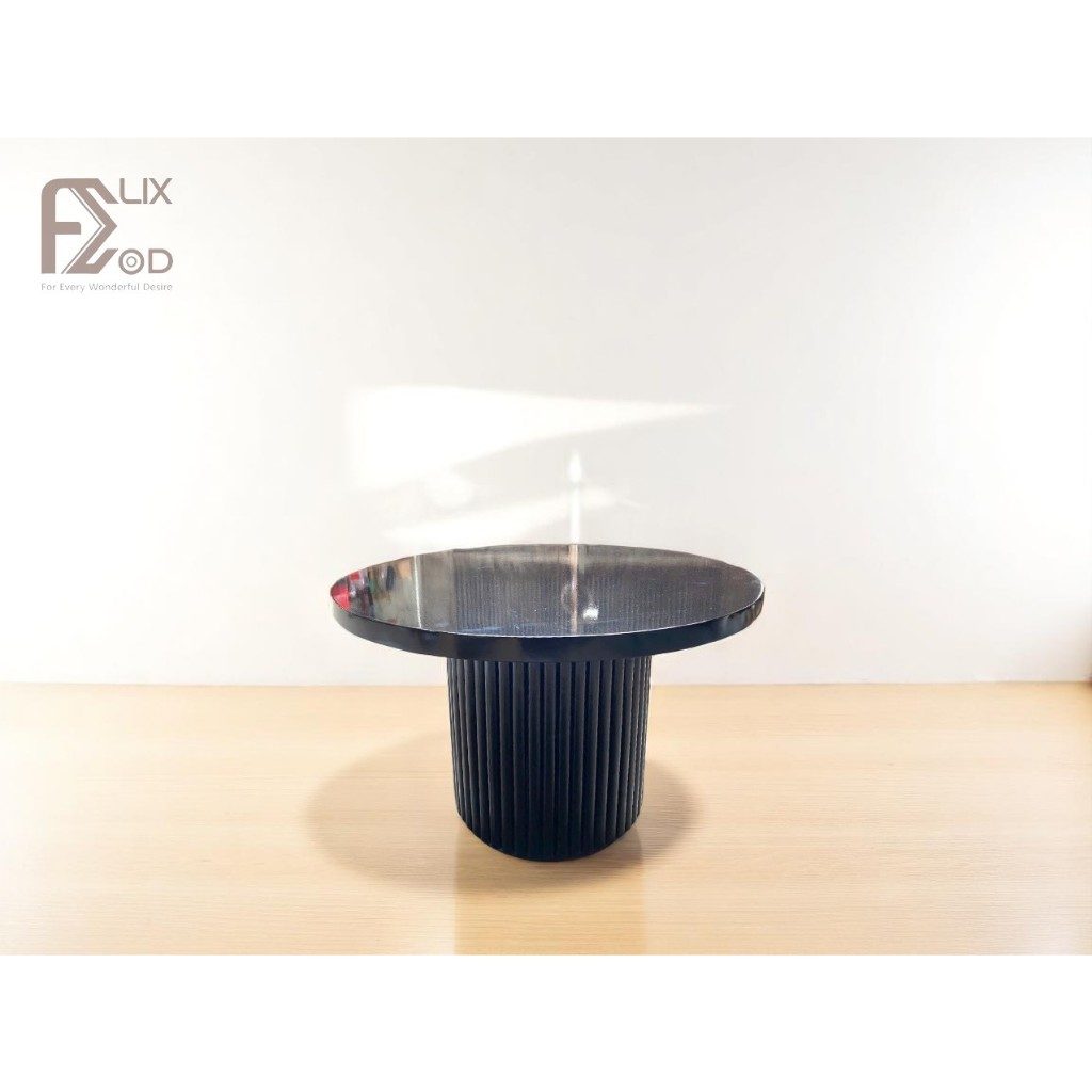 Bàn Sofa Bàn Trà Mặt Tròn, Chân Trụ Ốp Gỗ Ash Sơn Màu Gỗ - Ảnh 6
