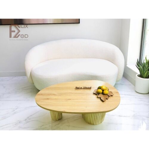 Bàn Sofa Bàn Trà Hạt Đậu Hai Chân Trụ Tròn Màu Gỗ - Ảnh 6