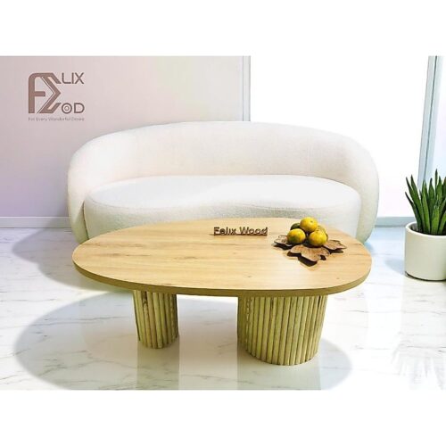 Bàn Sofa Bàn Trà Hạt Đậu Hai Chân Trụ Tròn Màu Gỗ - Ảnh 7