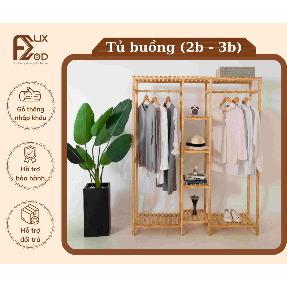 Tủ Treo Quần Áo 2 Buồng, 3 Buồng - Ảnh 2
