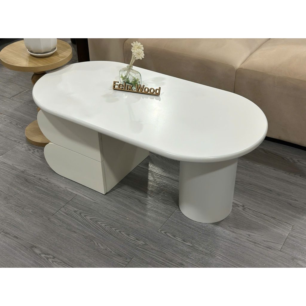 Bàn Trà Bầu Kèm Hộc Kéo Tiện Lợi, Mặt Đá - Ảnh 4
