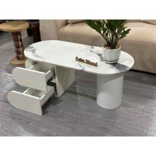 Bàn Trà Bầu Kèm Hộc Kéo Tiện Lợi, Mặt Đá - Ảnh 8