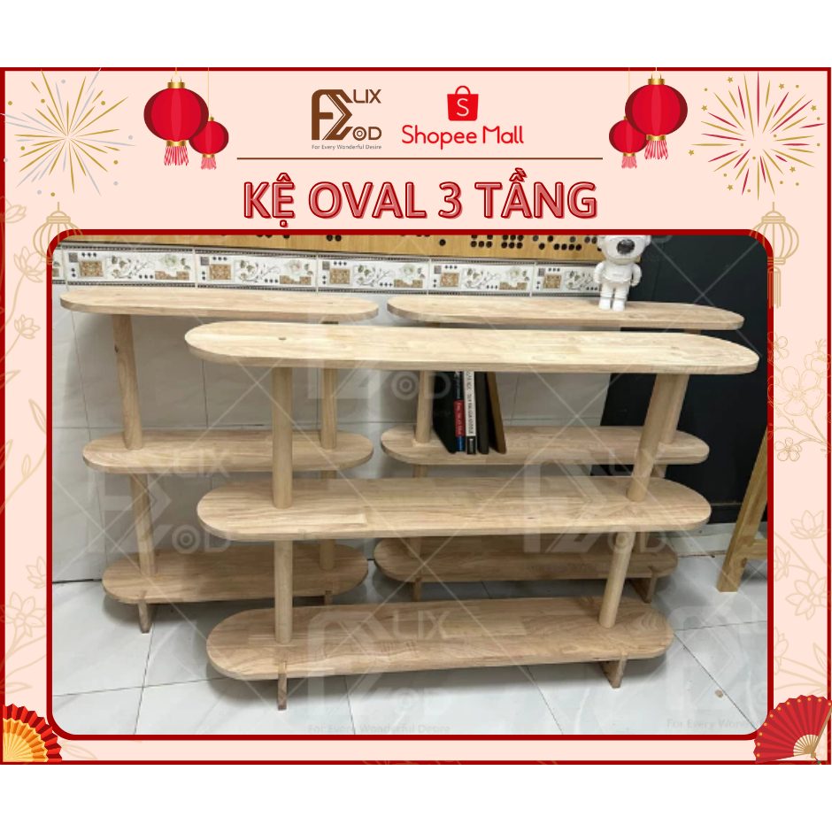 Kệ Oval 3 Tầng, Gỗ Cao Su - Ảnh 2