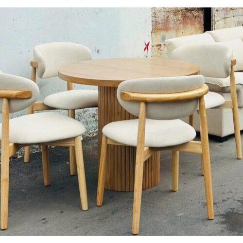 Bộ Bàn Ăn Mặt Tròn Gỗ Cao Su Kèm Ghế Oleandro - Ảnh 4