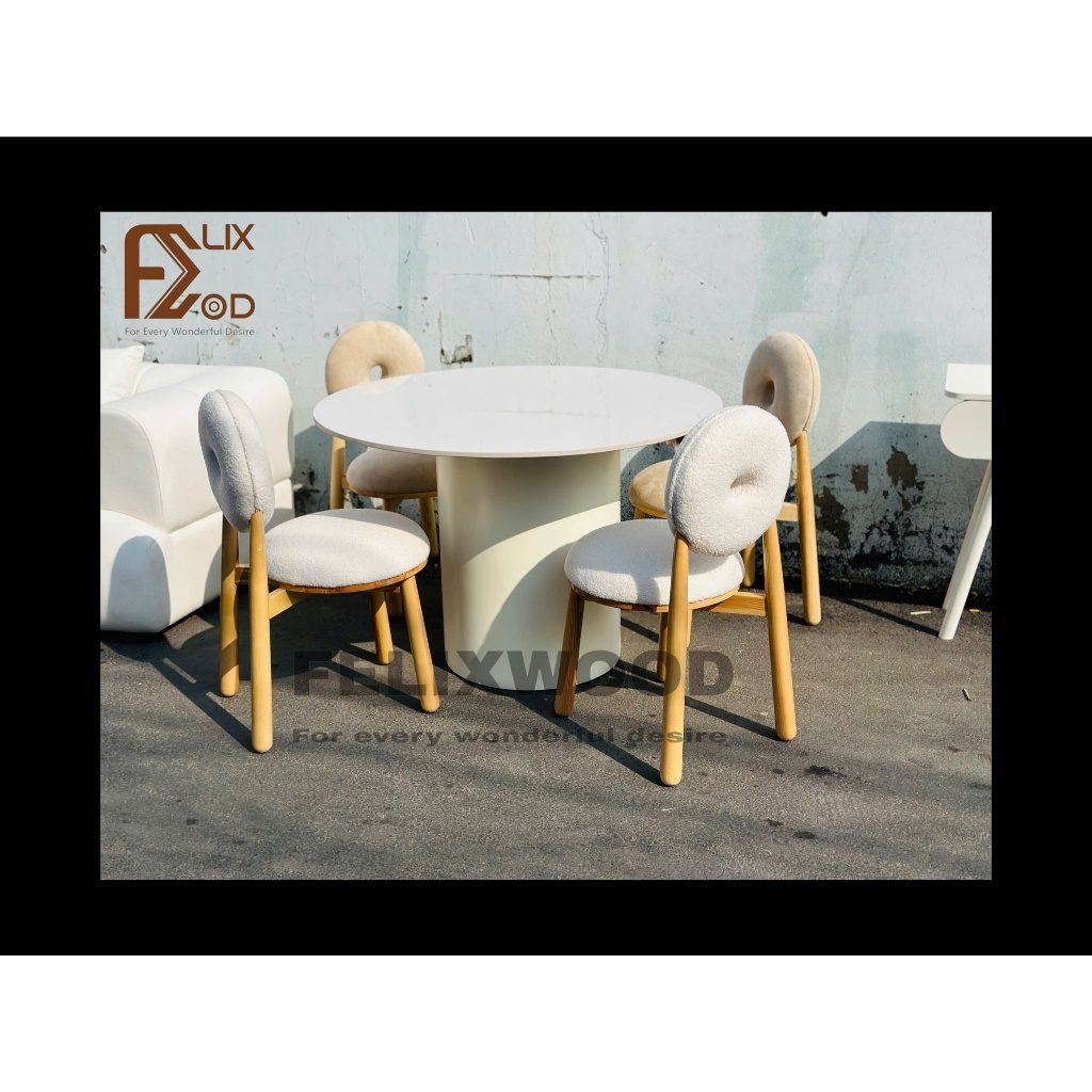 Bàn Ăn Tròn Mặt Đá Trắng Larma Chống Thấm Ố - Ảnh 2