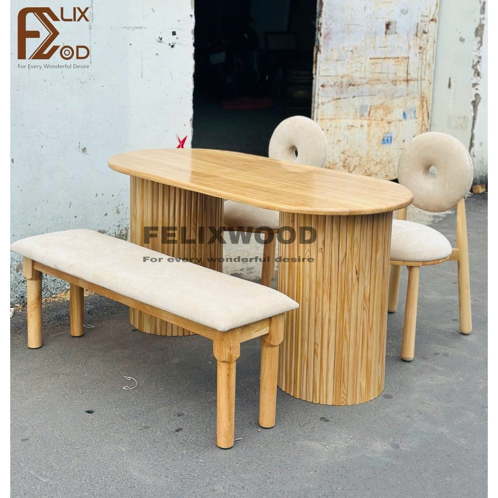 Bộ Bàn Ghế Ăn Gỗ Ash, Gỗ Cao Su
