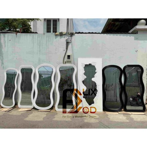 Gương Soi Toàn Thân Dạng Lượn Sóng Đế Tròn Trắng - Ảnh 3